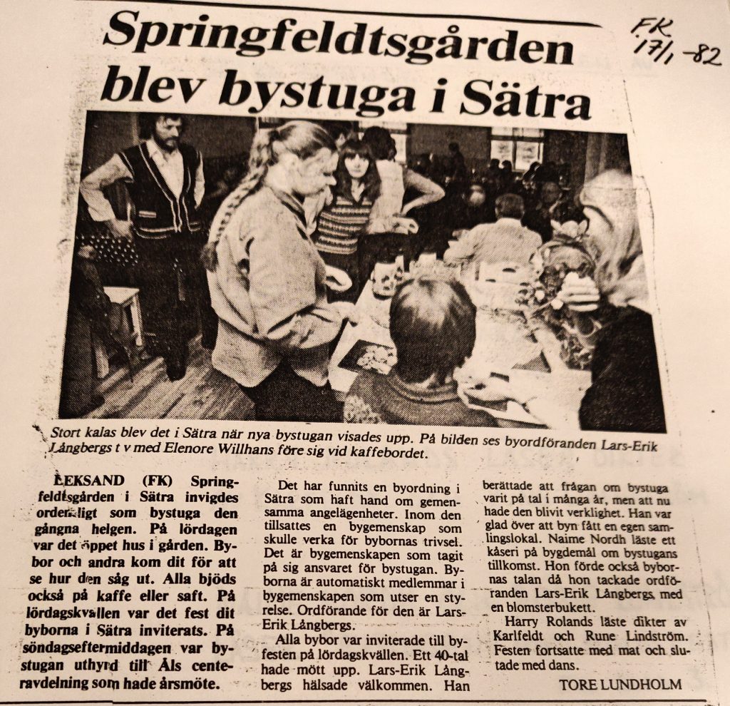 Invigningen i artikel ur FaluKuriren 17/1 1982